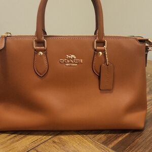 Coach Georgia Satchel Crossbody Brown Leather Tote with Gold Hardware